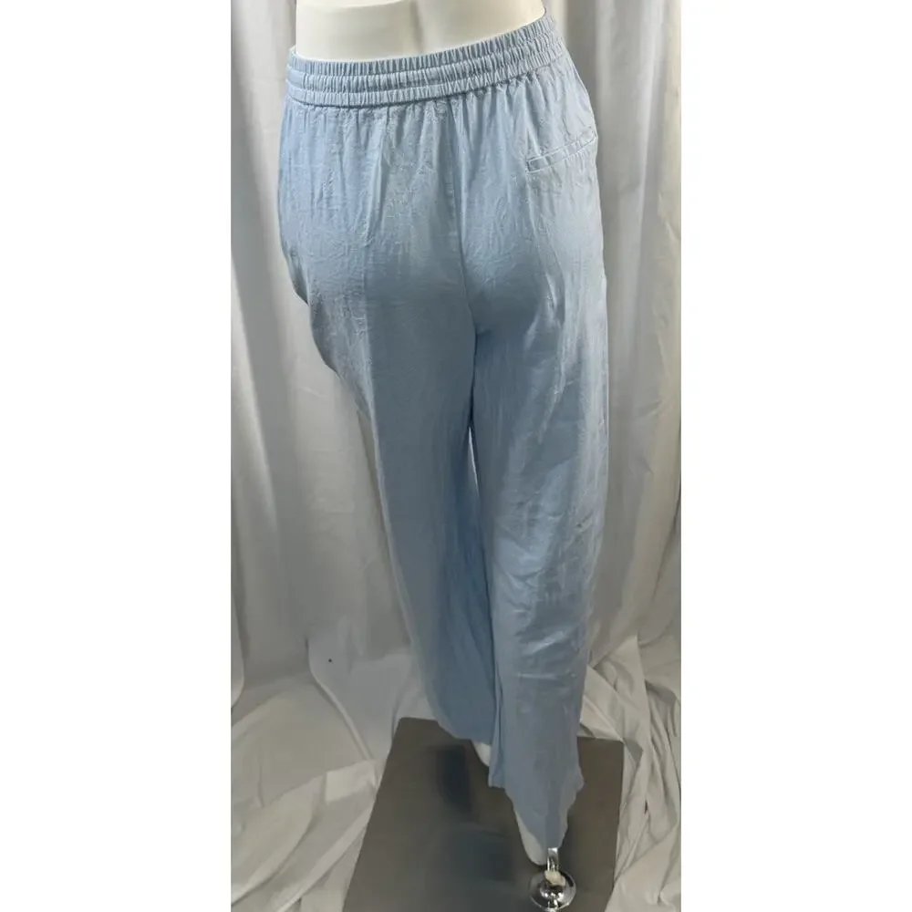 Zara Light Blue Linen Drawstring Pants